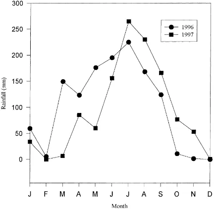 Fig. 1. Monthly average rainfall in Ghinchi Research Station,Ethiopia in 1996 and 1997.