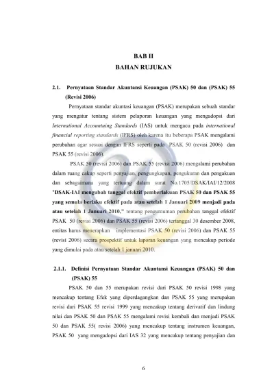 BAB II BAHAN RUJUKAN 2.1. Pernyataan Standar Akuntansi Keuangan (PSAK ...