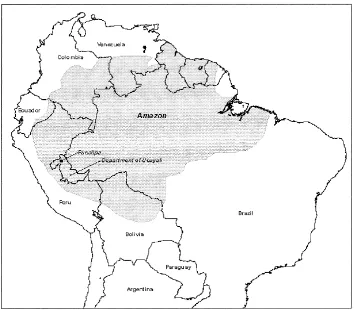 Fig. 1. Location of study site of Pucallpa in Peru, bordering Brazil. The site is characterized by humid tropical forest cover.