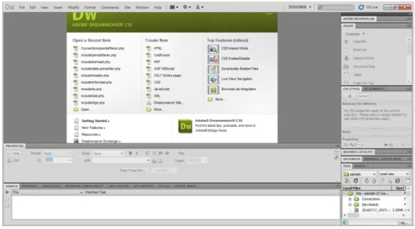 Gambar II.2 Tampilan Adobe Dreamweaver CS5 