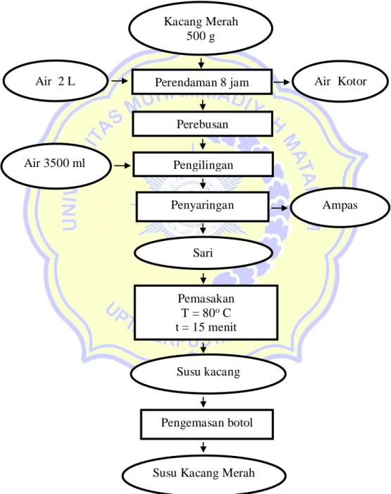 Gambar 5.  Diagram Alir Proses Pembuatan Susu Kacang Merah  (Modifikasi Kunaepah, 2008)
