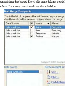 Gambar 2.20  Mail merge recipient