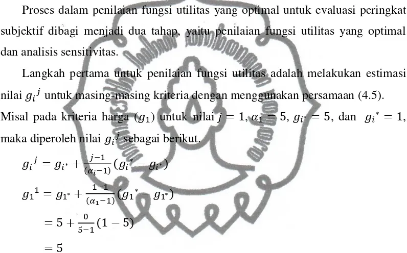 Tabel 4.3. Nilai     untuk setiap kriteria 