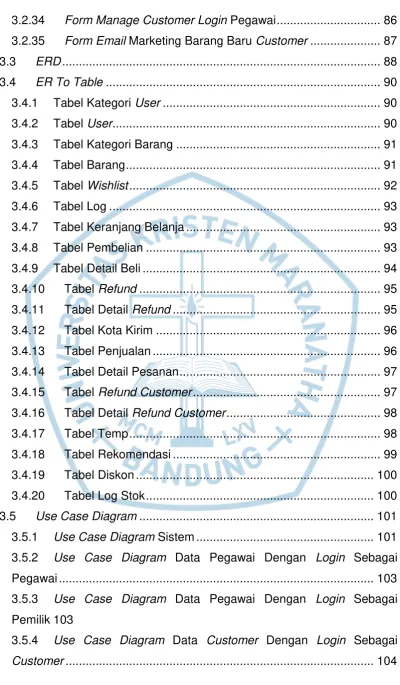 Tabel Kategori User ................................................................. 90 