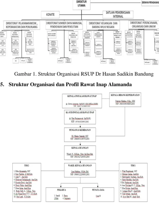 Gambar 1. Struktur Organisasi RSUP Dr Hasan Sadikin Bandung  2.5.  Struktur Organisasi dan Profil Rawat Inap Alamanda  