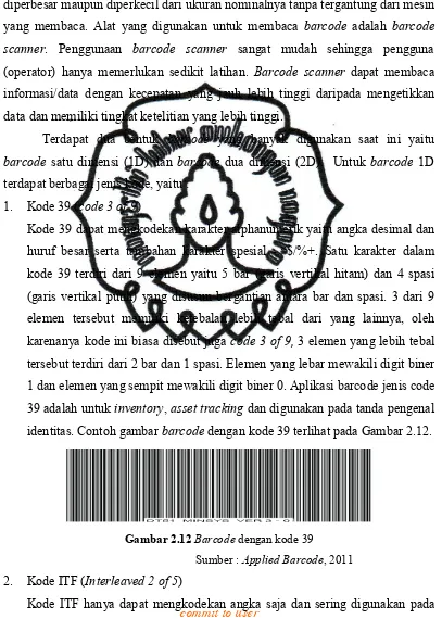Gambar 2.12 Barcode dengan kode 39 