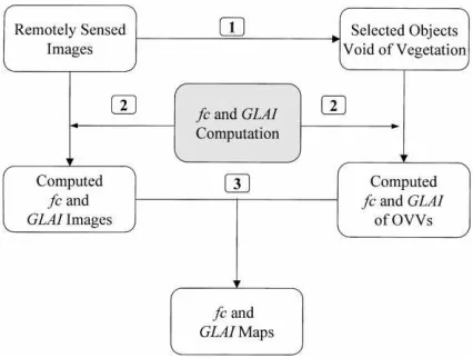 Fig. 1. Flow chart of the approach to compute green vegetationcover (fc) and GLAI using OVVs.