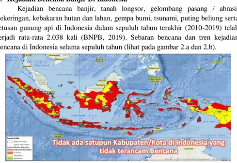 Gambar 2.a Sebaran kejadian bencana di Indonesia (Sumber DIBI, 2019) 