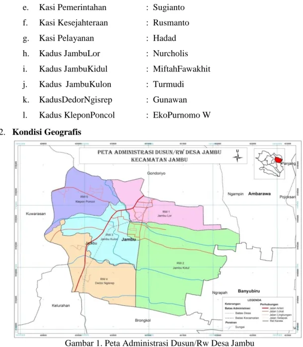 Gambar 1. Peta Administrasi Dusun/Rw Desa Jambu  1.  Batas Administrasi 