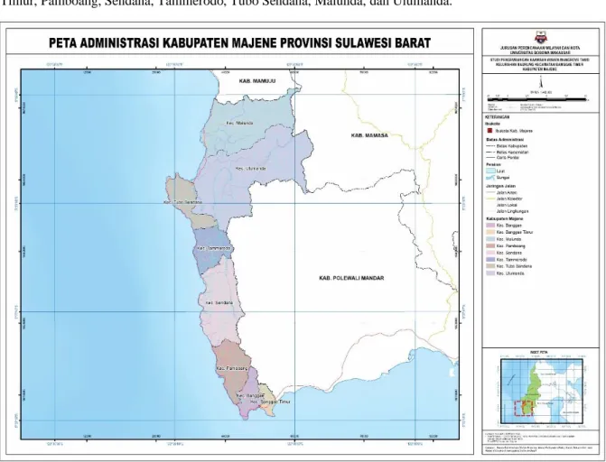 Gambar 1. Peta Administrasi Kabupaten Majene  3.1.  Sarana dan Prasarana 