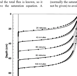 Fig. 7. Solution of a problem with constant saturation boundary conditions using three different numerical methods