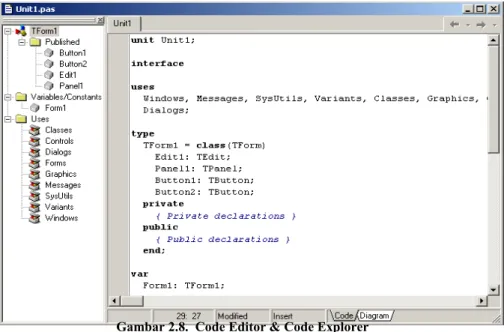 Gambar 2.8.  Code Editor &amp; Code Explorer
