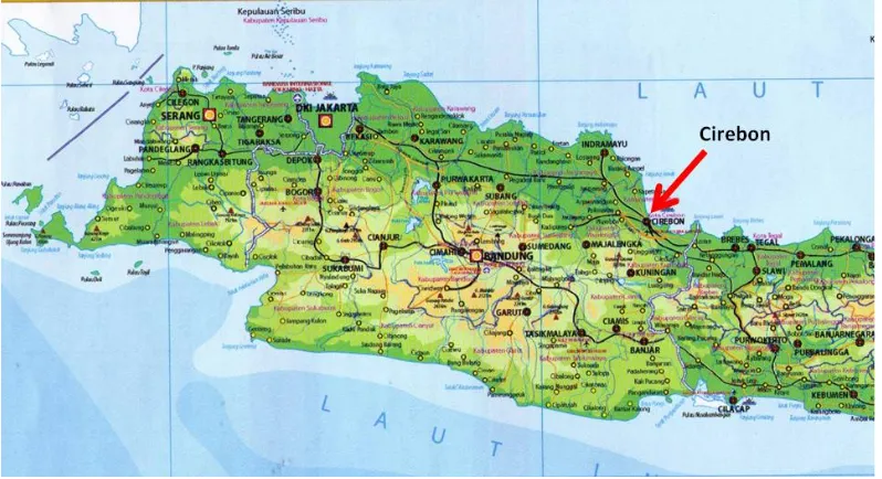 Gambar 1. Peta Cirebon di Pulau Jawa (sumber Internet)
