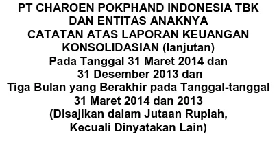 Tabel berikut menyajikan aset dan liabilitas keuangan Kelompok Usaha pada tanggal 31 Maret 2014 dan 31 Desember 2013: 