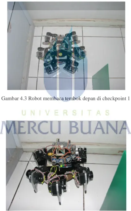 Gambar 4.3 Robot membaca tembok depan di checkpoint 1 