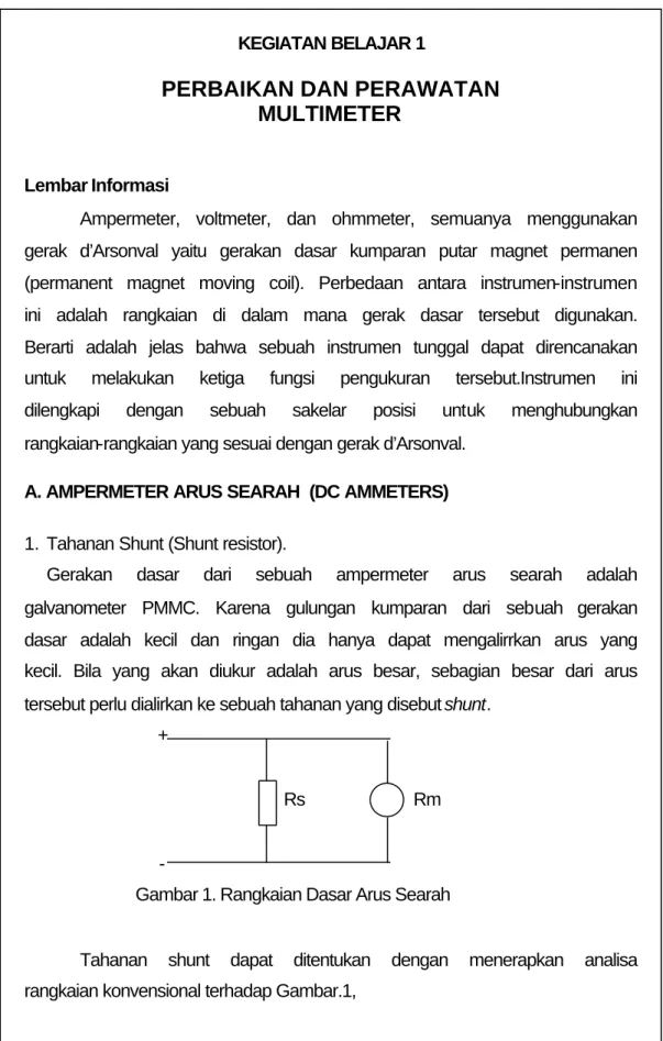 Gambar 1. Rangkaian Dasar Arus Searah  
