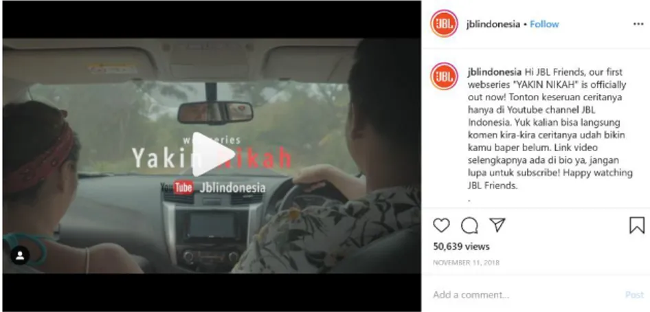 Gambar 1. 12 Iklan Web Series JBL Yakin Nikah di Instagram JBL 
