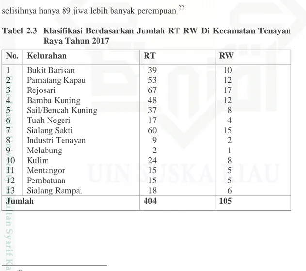 Tabel  2.2  Jumlah  Penduduk  Berdasarkan  Jenis  Kelamin  Di  Kecamatan  Tenayan Raya 