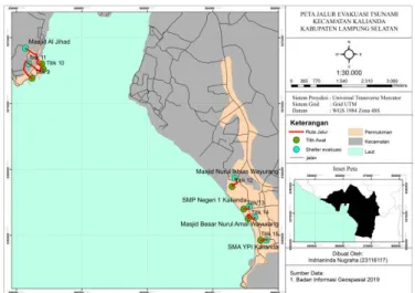 Gambar 8. Peta Jalur Evakuasi Tsunami  Kecamatan Sidomulyo Kabupaten 