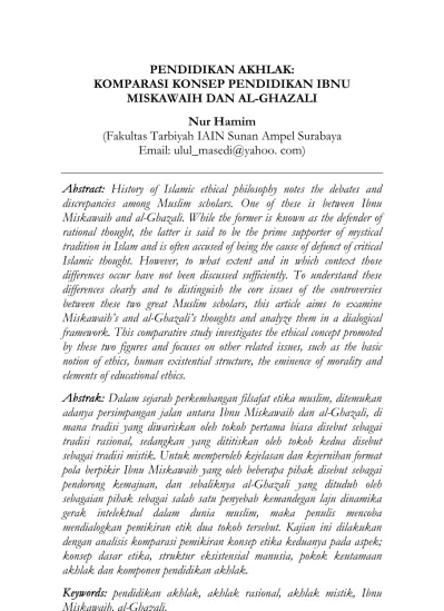 View Of Pendidikan Akhlak: Komparasi Konsep Pendidikan Ibnu Miskawaih ...