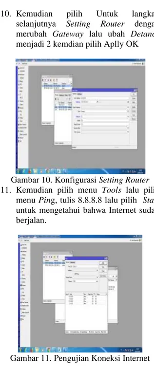 Gambar 10. Konfigurasi Setting Router  11.  Kemudian  pilih  menu  Tools  lalu  pilih 