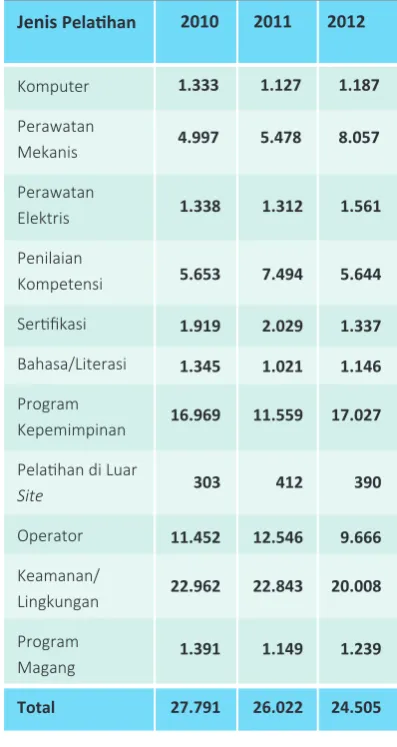 Tabel 8     Pengembangan Instruktur yang Dilakukan Selama 2012