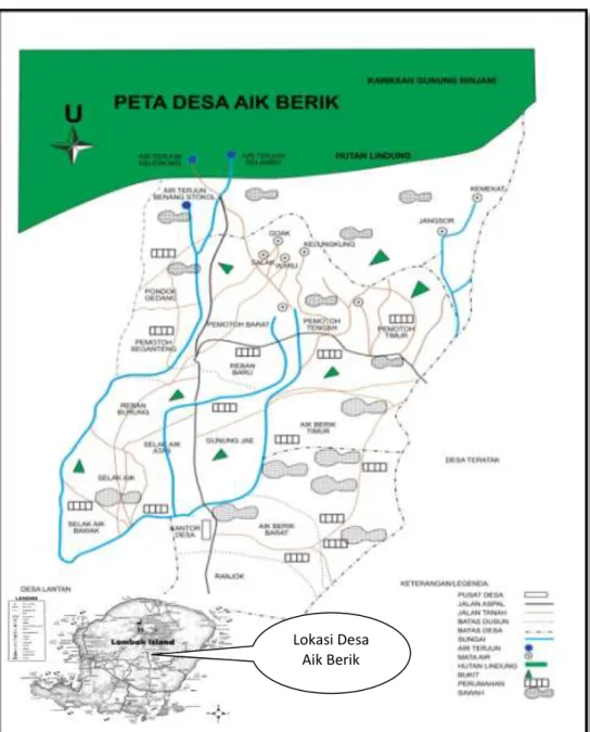 Gambar 3.1 Peta Desa Aik Berik   3.3 Jenis dan Sumber Data 