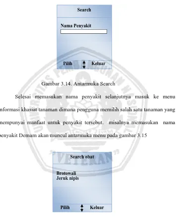 Gambar 3.15. Antarmuka menu search obat 