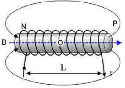 Gambar 2. Arah medan magnet pada solenoida 
