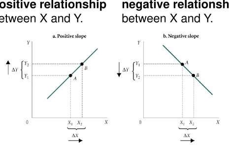 FIGURE 1A.4  A Curve with (a) Positive Slope and (b) Negative Slope 