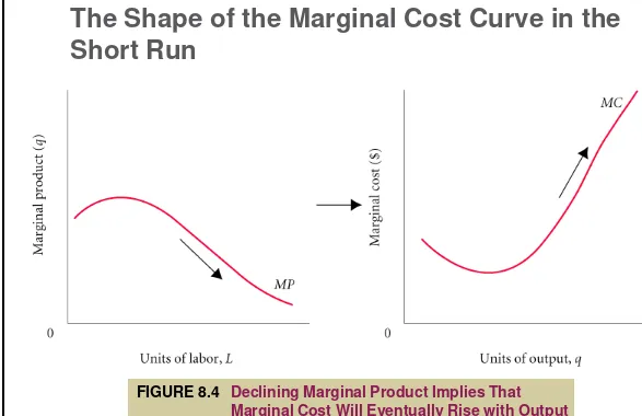 FIGURE 8.4 Declining Marginal Product Implies That Marginal Cost Will Eventually Rise with Output 