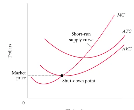 FIGURE 9.3 Short-Run Supply Curve of a Perfectly Competitive Firm 
