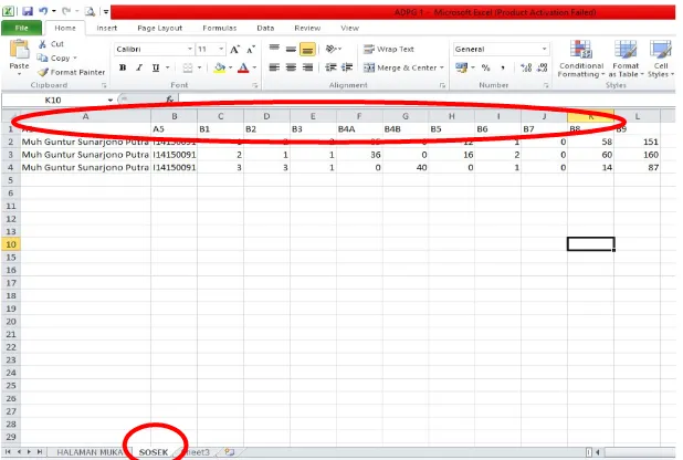 Gambar 2 Pemberian kode dan input data pada sheet “Sosial Ekonomi”