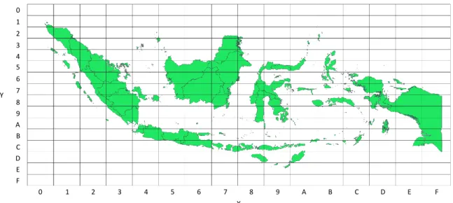 Gambar IV.2. Peta Indonesia dengan grid referensi  IV.3.1.  Lapangan (Field) 