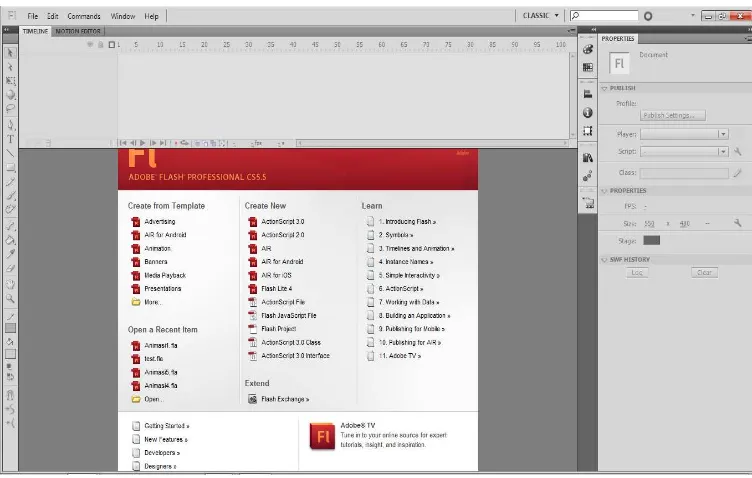 Gambar 2.2 Halaman New document Adobe Flash CS5 