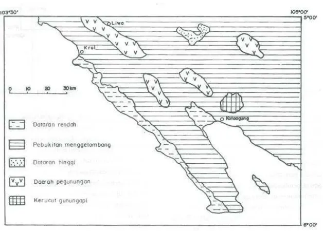 Gambar 2. Satuan morfologi lembar Kotaagung (Amin dkk, 1994) 
