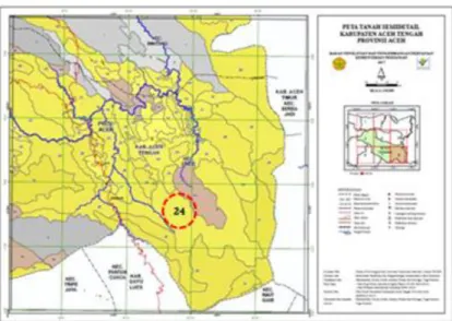 Figure 1. Example of semi-detailed soil map in Central Aceh Regency, Aceh Province (Source: BBSDLP 2017a) 
