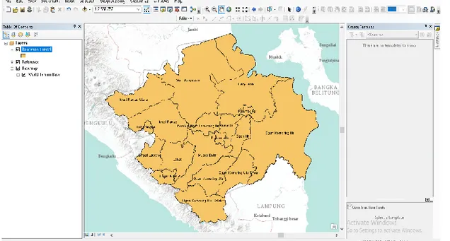 Gambar 2 menampilkan nama-nama daerah yang ada di Provinsi Sumatera Selatan. 