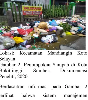 Gambar  2:  Penumpukan  Sampah  di  Kota  Bukittinggi.  Sumber:  Dokumentasi  Peneliti, 2020