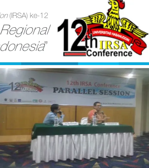 Gambar 2 Aswicaksana ST, MT, MSc presentasi rancangan kebijakan bidang tata ruang 2015-2019 dalam konferensi IRSA