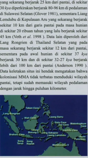 Fig 2. Peta sebaran situs terpilih dari akhir Plestosen di  Asia Tenggara dan Osenia 