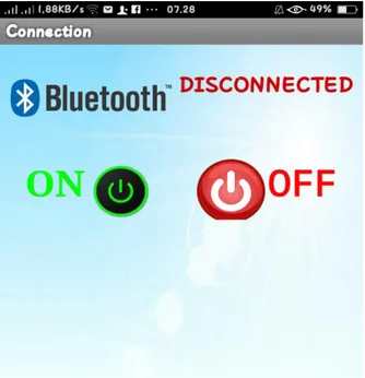 Gambar 7. Tampilan aplikasi Bluetooth Disconnected 