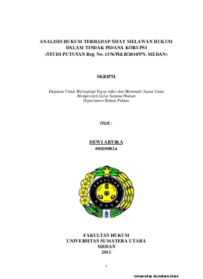 Analisis Hukum Terhadap Sifat Melawan Hukum Dalam Tindak Pidana Korupsi ...