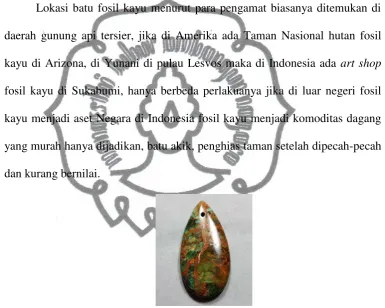 Gambar 6: Batu fosil kayu yang telah diolah menjadi kerajinan kalung  http://karimon.wordpress.com 05/24/2011