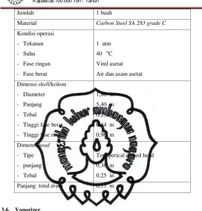 Tabel 3.6   Spesifikasi Vaporizer 