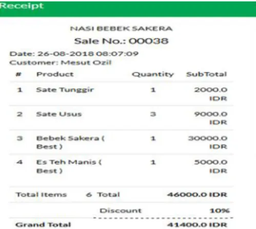 Gambar 22.  Menu Open Bill Point Of  View Cashier 2 