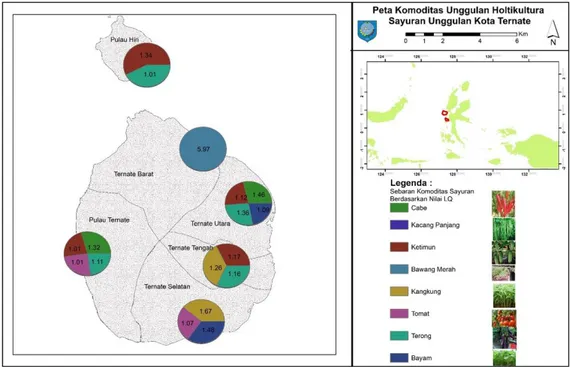 Gambar 5. Peta Komoditas sayuran unggulan di Kota Ternate