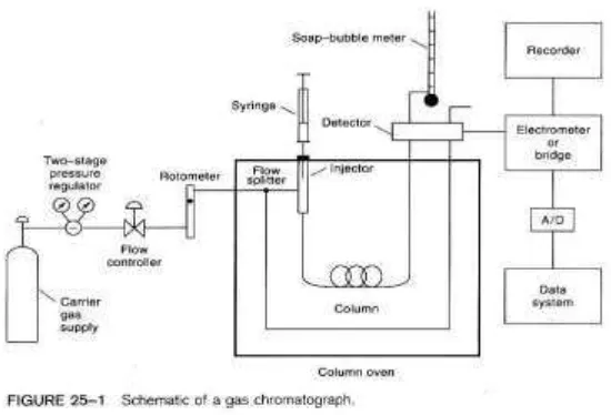 Gambar 2.6 :  Skema peralatan Kromatografi Gas (skoog dan West, 1980) 