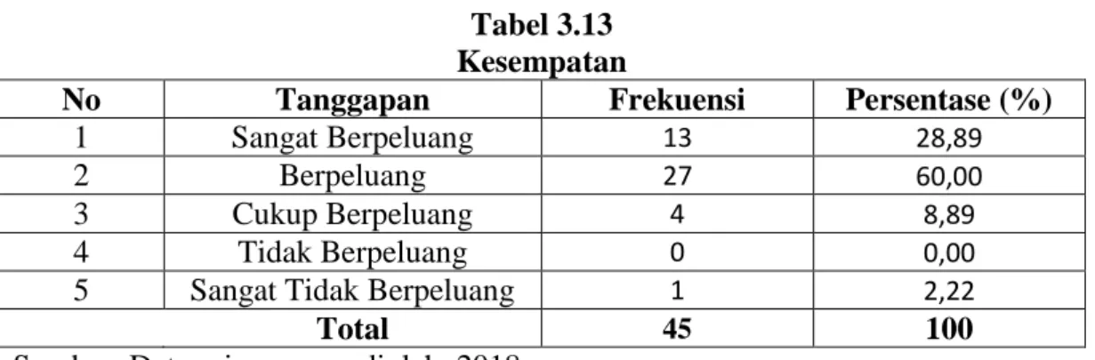 Tabel 3.13  Kesempatan 