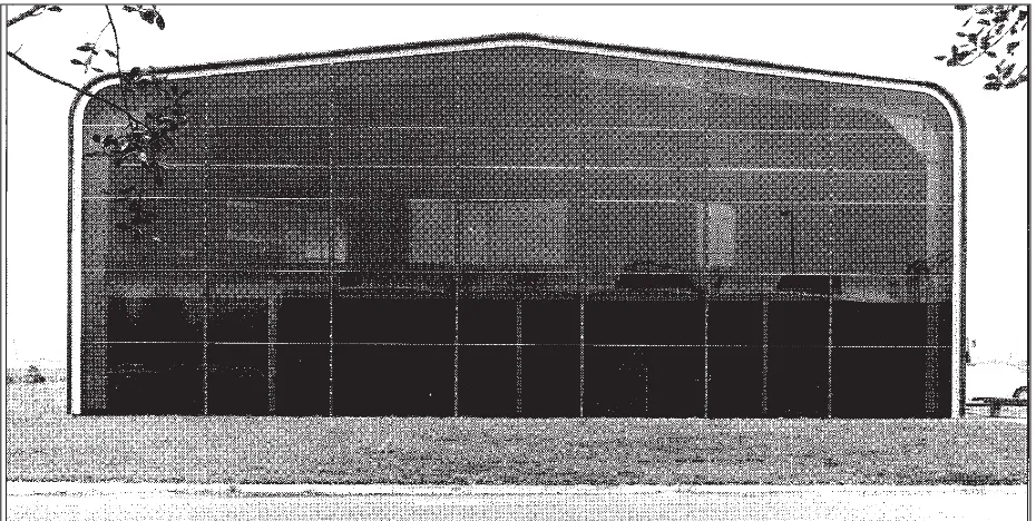 Fig. 1.5Modern art glass warehouse, Thamesmead, UK, 1973; Foster Associates, architects; Anthony Hunt Associates,structural engineers